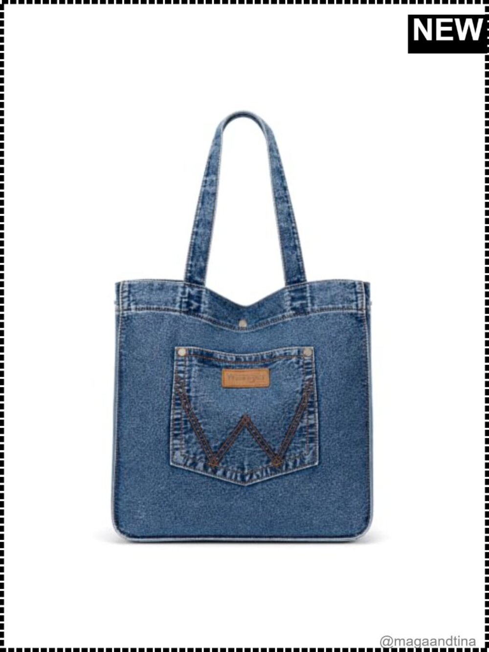 Denim Tote Bag Wrangler Stitch Shoulder Bag Travel Work Everyday